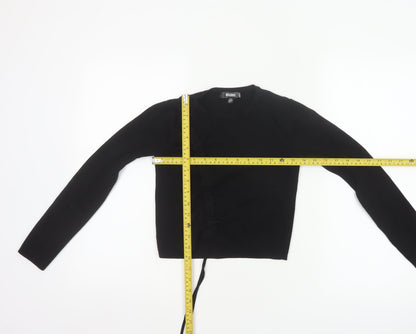 Missguided Women Black UK 6/8 Rib Knit Drawstring Cropped Jumper