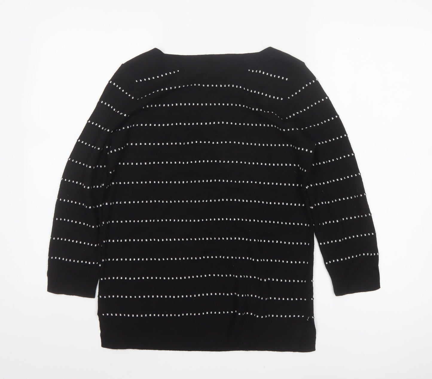 Papaya Women Black White Striped Boat Neck Knit Jumper UK 12