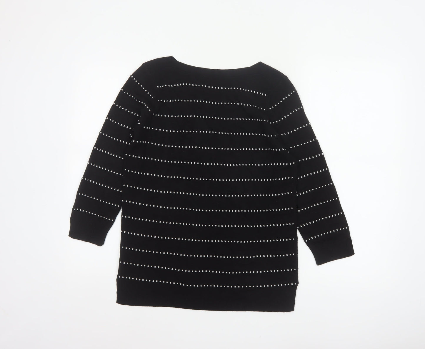 Papaya Women Black White Striped Boat Neck Knit Jumper UK 12
