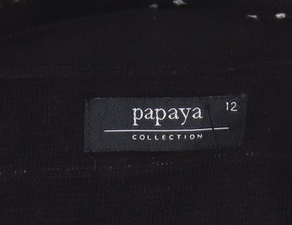 Papaya Women Black White Striped Boat Neck Knit Jumper UK 12
