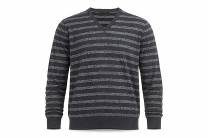 Banana Republic Men’s Grey Striped V-Neck Knit Pullover Jumper L