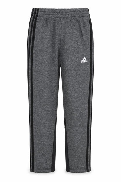 Front view of Adidas Teens Grey M Track Pants Tapered Climawarm Zip Pockets