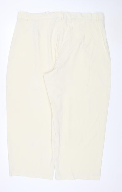Marks and Spencer Women Ivory UK 22 Wide-Leg Smart Trousers