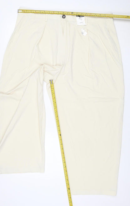 Marks and Spencer Women Ivory UK 22 Wide-Leg Smart Trousers