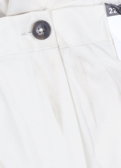 Marks and Spencer Women Ivory UK 22 Wide-Leg Smart Trousers