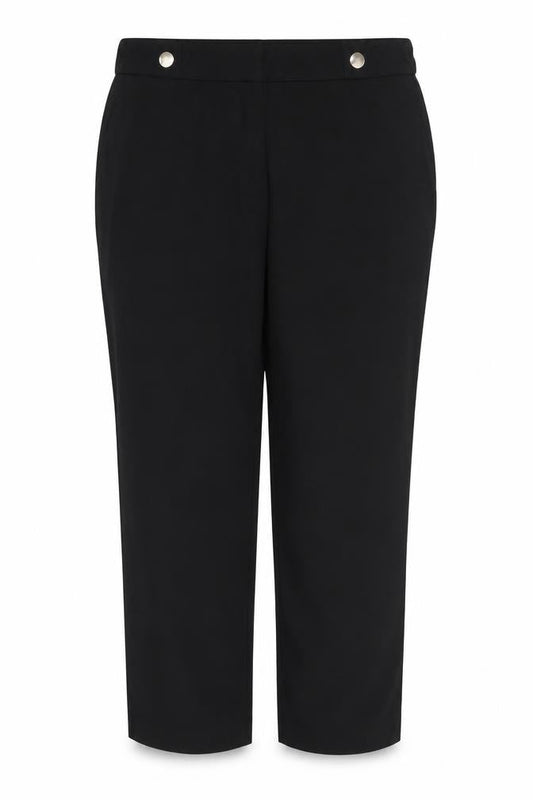 Wallis Women Black UK 16 Wide-Leg Stretch Dress Trousers Button Detail