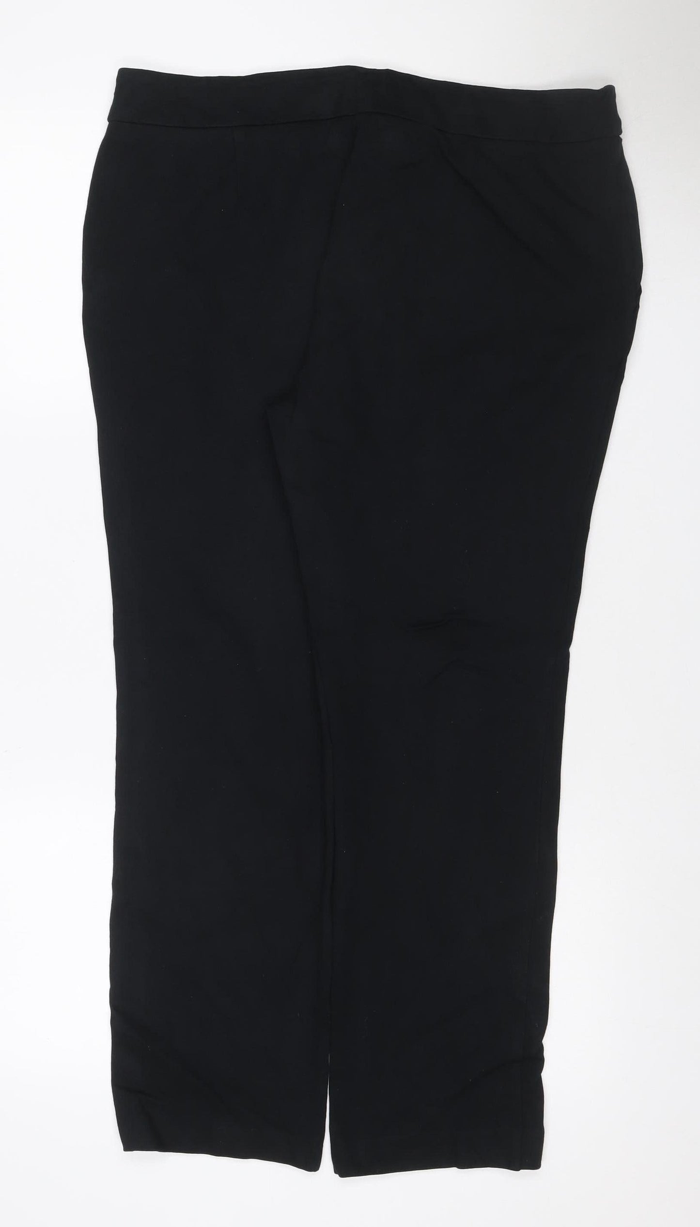 Wallis Women Black UK 16 Wide-Leg Stretch Dress Trousers Button Detail