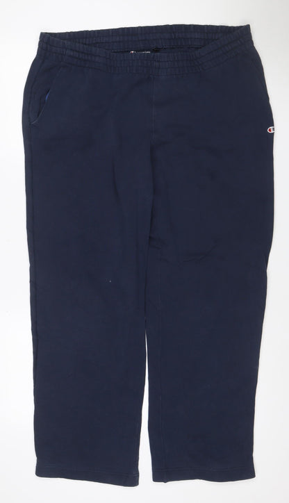 Champion Men's Blue L Fleece Sweatpants Elastic Waist Pockets