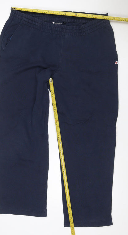 Champion Men's Blue L Fleece Sweatpants Elastic Waist Pockets