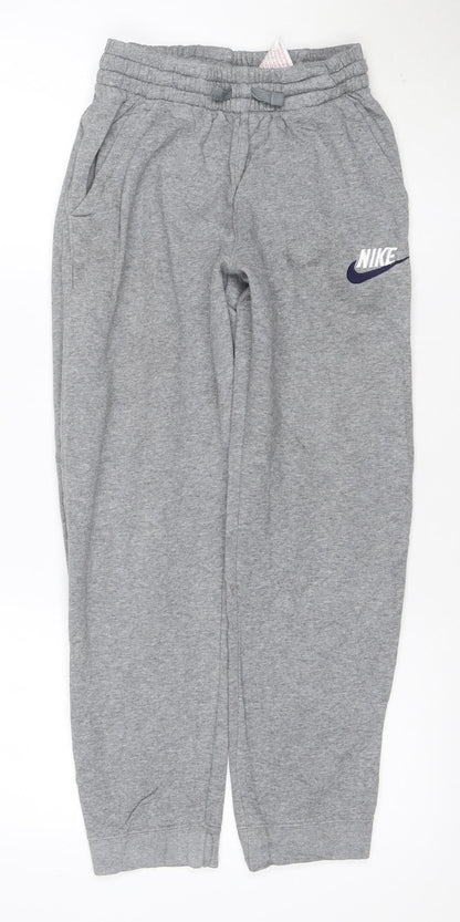 Nike Boys Grey 12-13 Years Jogger Sweatpants Cotton Blend Logo