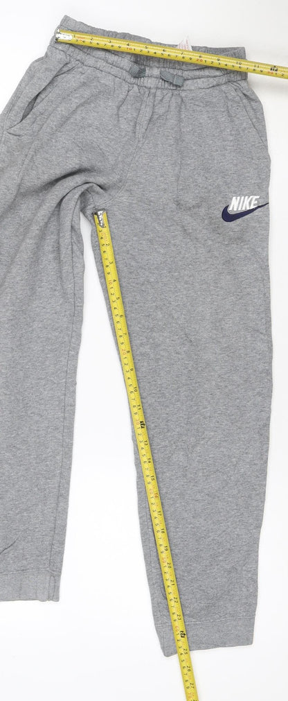 Nike Boys Grey 12-13 Years Jogger Sweatpants Cotton Blend Logo