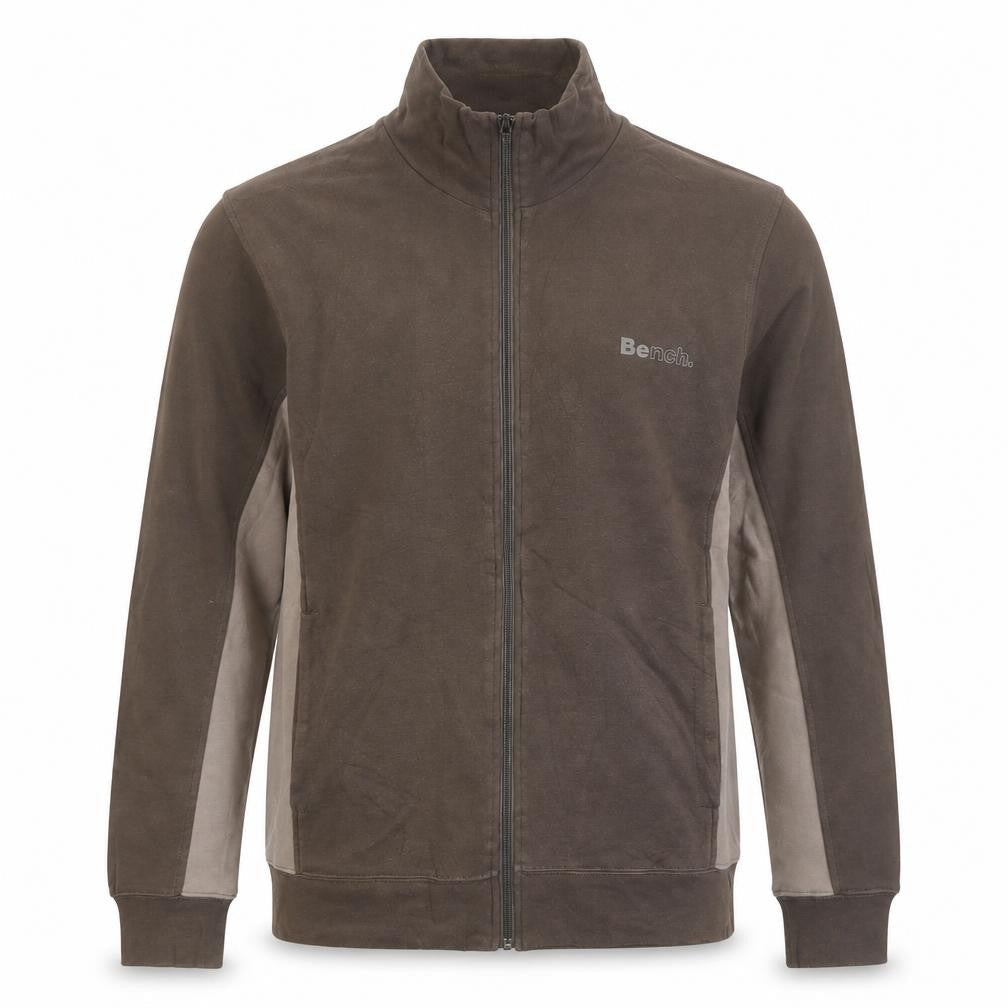 Bench Men’s Brown Full Zip Logo Sweatshirt High Neck Cotton Size L
