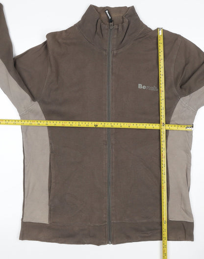 Bench Men’s Brown Full Zip Logo Sweatshirt High Neck Cotton Size L