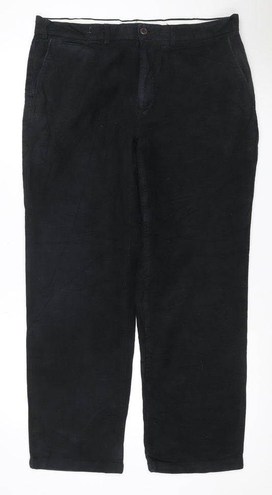 M&S Blue Harbour Men’s Black 36W 31L Regular Straight Chino Trousers