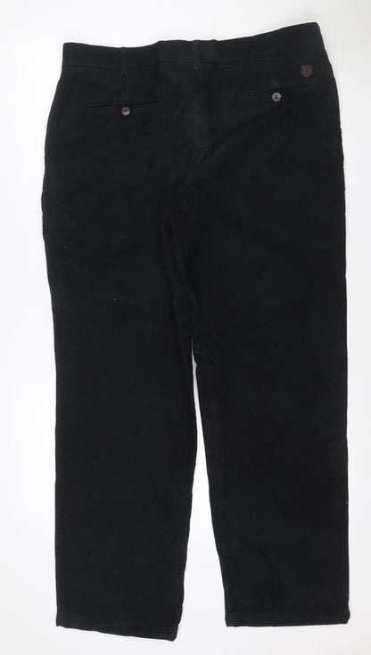 M&S Blue Harbour Men’s Black 36W 31L Regular Straight Chino Trousers