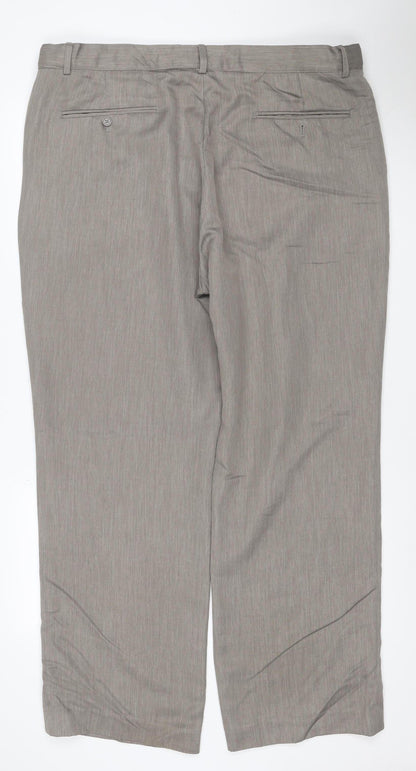 Cotton Traders Women Grey UK 14 Straight Leg Dress Trousers Pockets