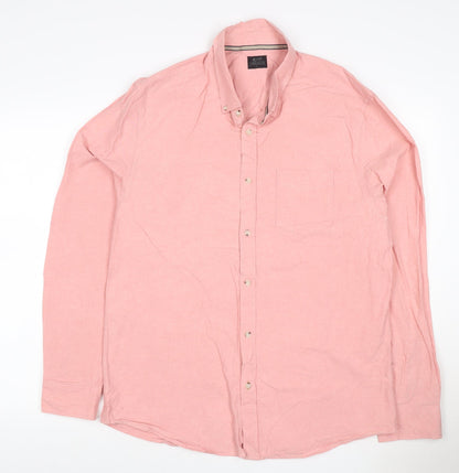 M&S Men’s Pink L Cotton Button-Down Long Sleeve Casual Shirt