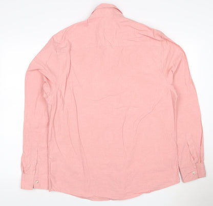 M&S Men’s Pink L Cotton Button-Down Long Sleeve Casual Shirt