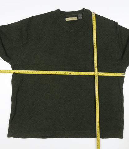 Naturalife Men’s Green L V-Neck Cotton Knit Pullover Jumper