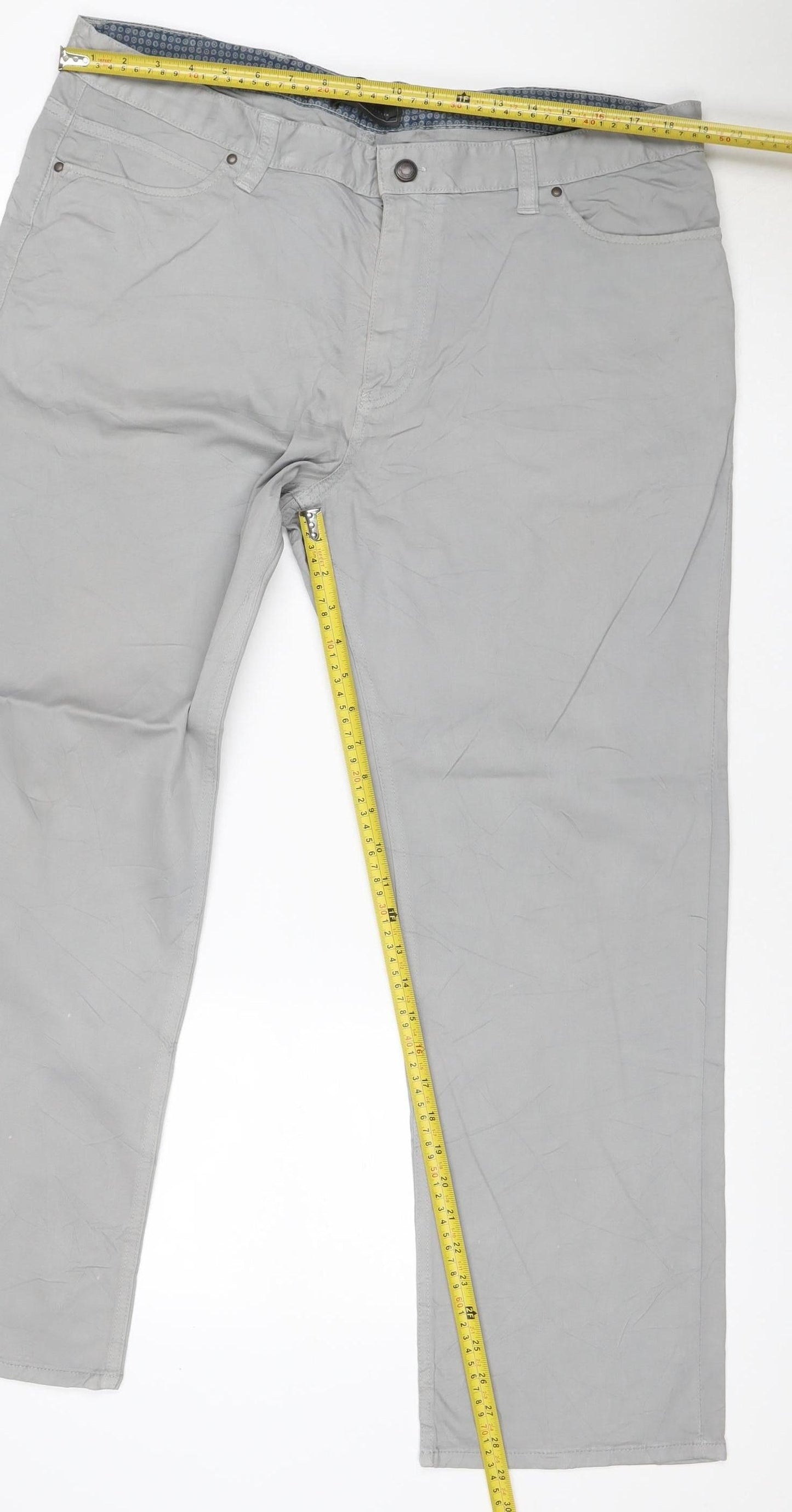 M&S Mens Grey W38 L29 Straight Leg Stretch Cotton Trousers