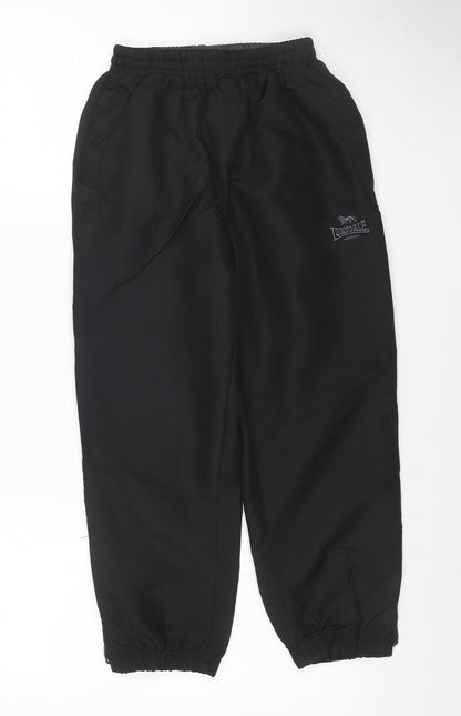 Lonsdale Boys Black 8 Years Track Pants Polyester Elastic Waist