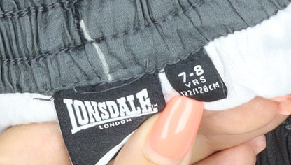 Lonsdale Boys Black 8 Years Track Pants Polyester Elastic Waist