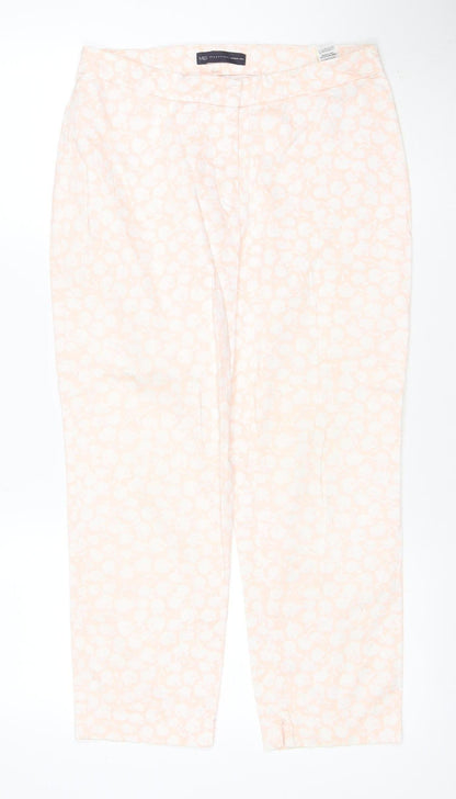 Marks & Spencer Women’s Pink Floral Cotton Stretch Trousers UK 10 Short