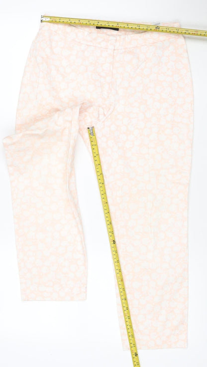 Marks & Spencer Women’s Pink Floral Cotton Stretch Trousers UK 10 Short