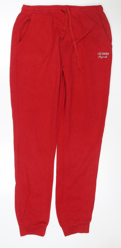Lee Cooper Women Red UK 16 Sweatpants Jogger Drawstring Cotton Blend