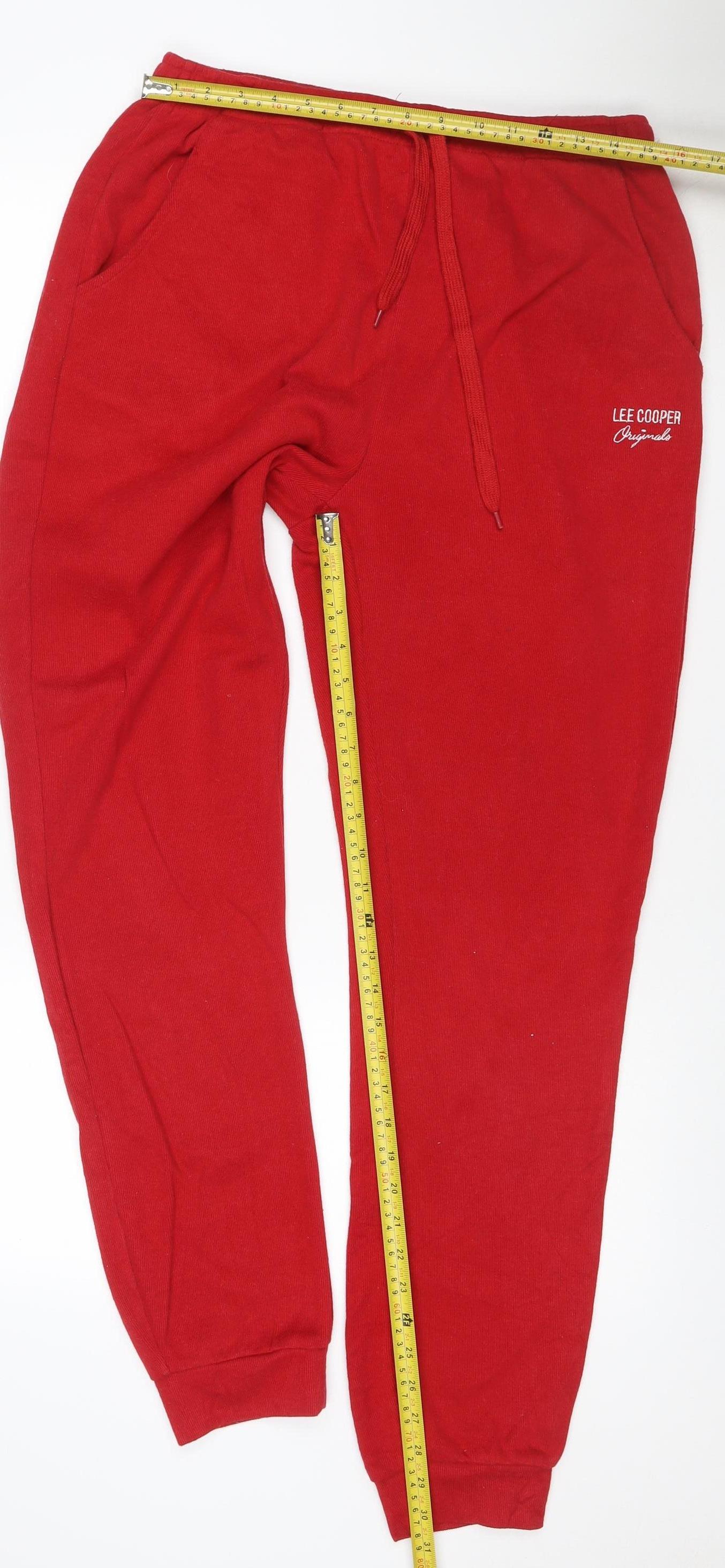 Lee Cooper Women Red UK 16 Sweatpants Jogger Drawstring Cotton Blend