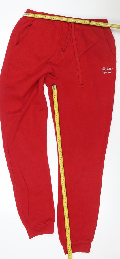 Lee Cooper Women Red UK 16 Sweatpants Jogger Drawstring Cotton Blend