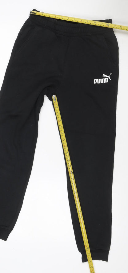 Puma Boys Black 13-14 Years Jogger Track Pants Elastic Waist