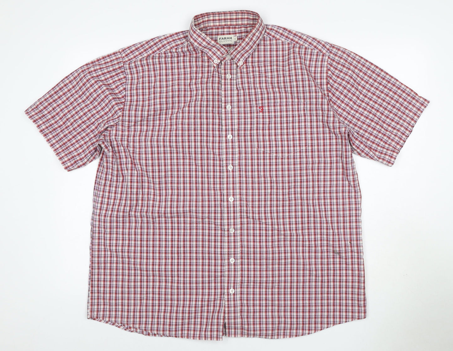 Farah Classic Men’s Multicoloured Check Short Sleeve Shirt XL
