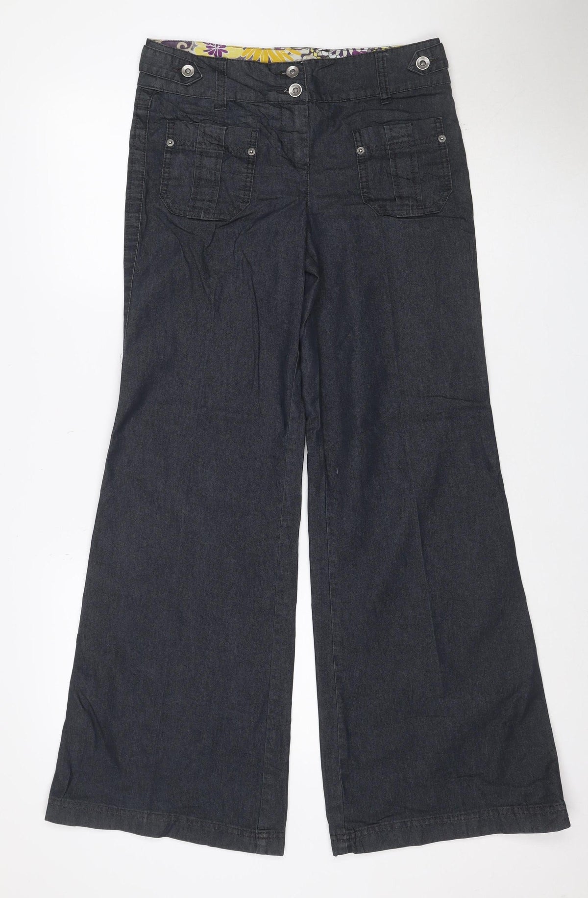 Next Women’s Black Size 18 Wide-Leg Cargo Jeans Button Fly
