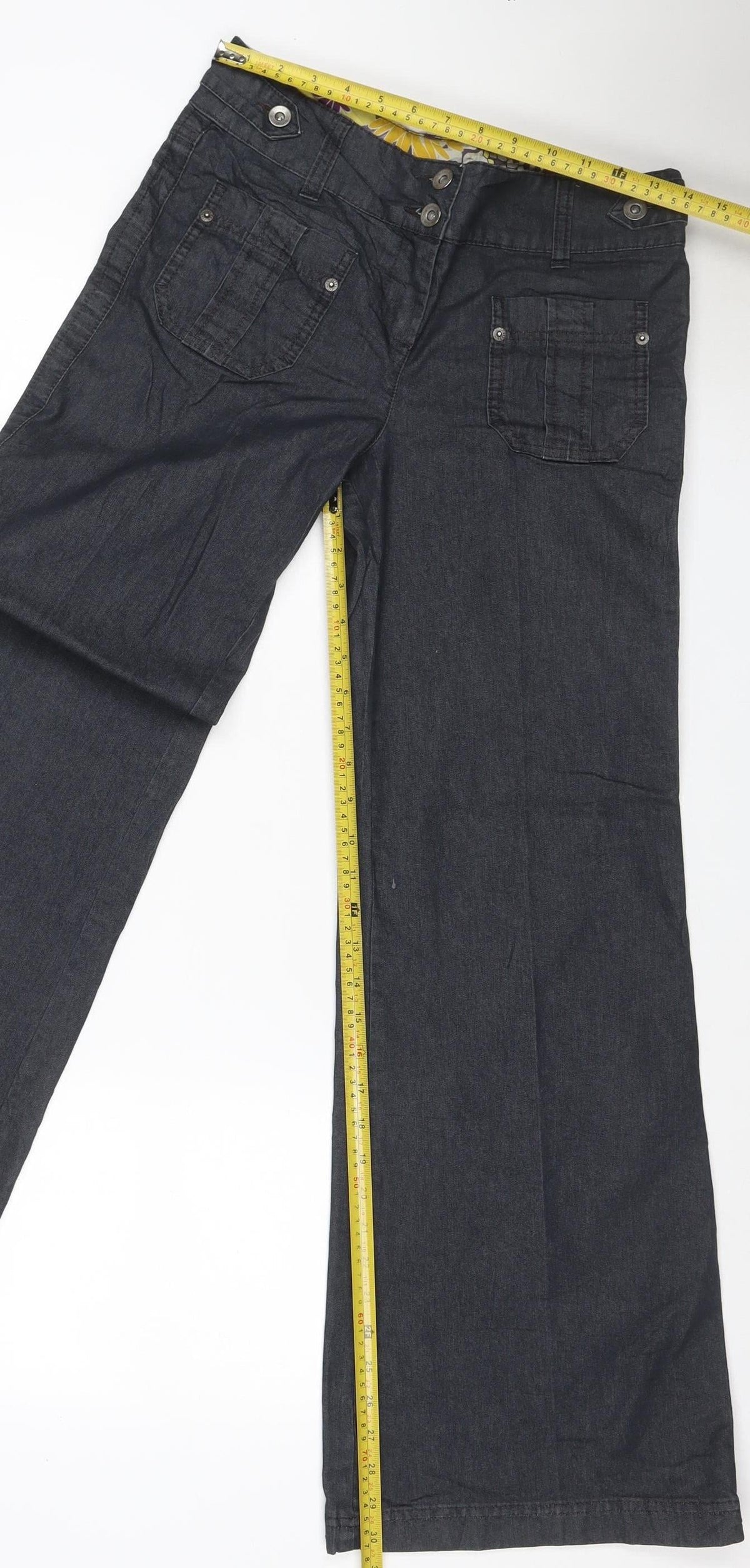 Next Women’s Black Size 18 Wide-Leg Cargo Jeans Button Fly