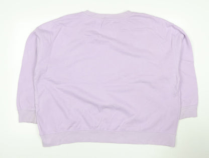 Disney Women’s Purple XS Stitch Graphic Pullover Sweatshirt Crew Neck
