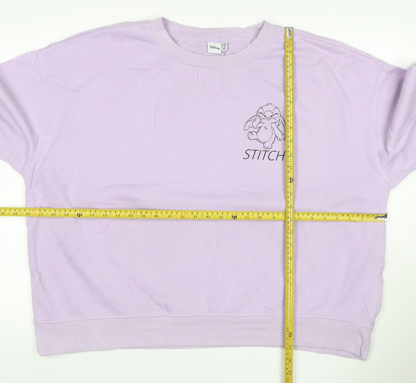 Disney Women’s Purple XS Stitch Graphic Pullover Sweatshirt Crew Neck