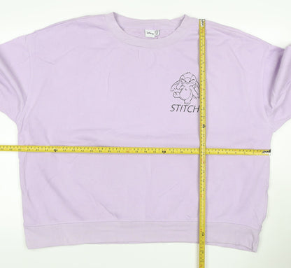 Disney Women’s Purple XS Stitch Graphic Pullover Sweatshirt Crew Neck