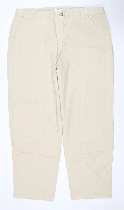 Marks and Spencer Women Ivory Size 22 Long Cargo Straight Trousers
