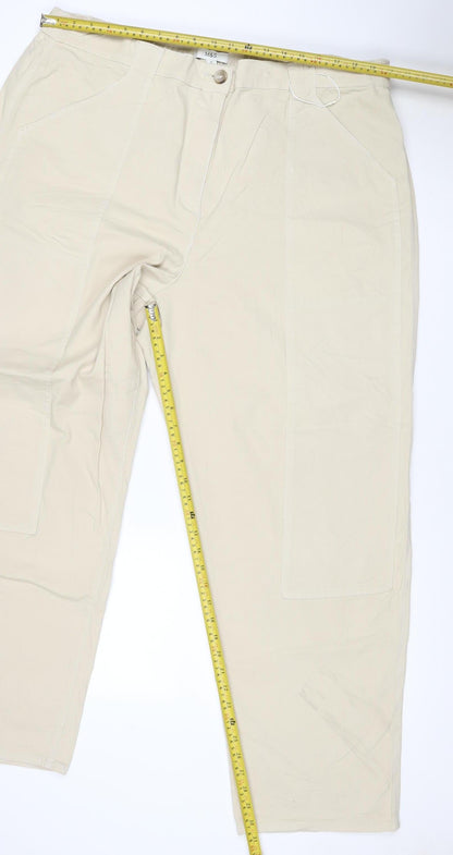 Marks and Spencer Women Ivory Size 22 Long Cargo Straight Trousers