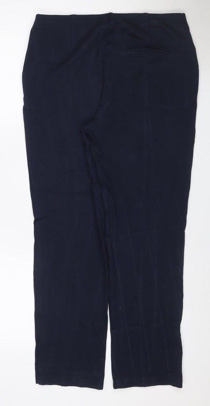 Marks Spencer Women Navy UK 14 Stretch Straight Tailored Trousers
