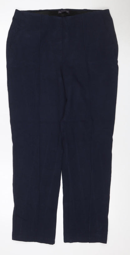 Marks Spencer Women Navy UK 14 Stretch Straight Tailored Trousers