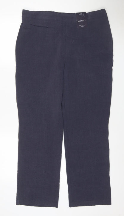 Marks & Spencer Women’s Navy UK 14 Slim Leg Stretch Trousers