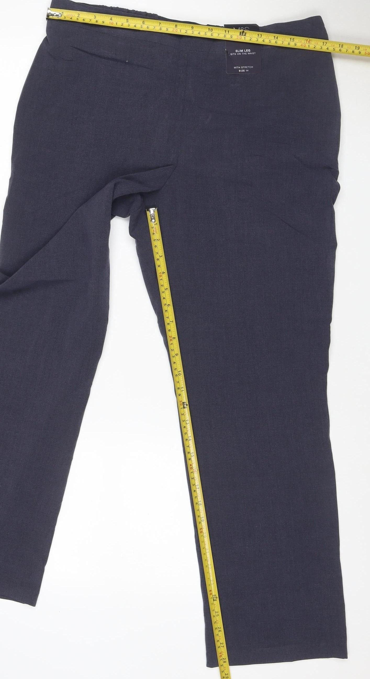 Marks & Spencer Women’s Navy UK 14 Slim Leg Stretch Trousers