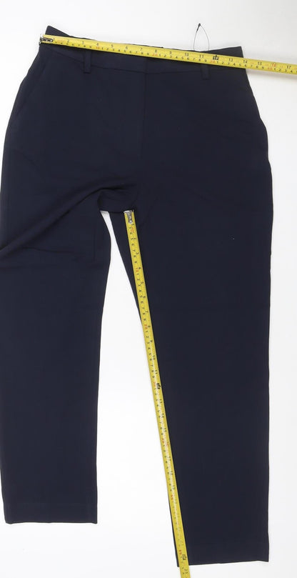 Marks & Spencer Women Blue UK 18 Petite Wide Leg Tailored Trousers