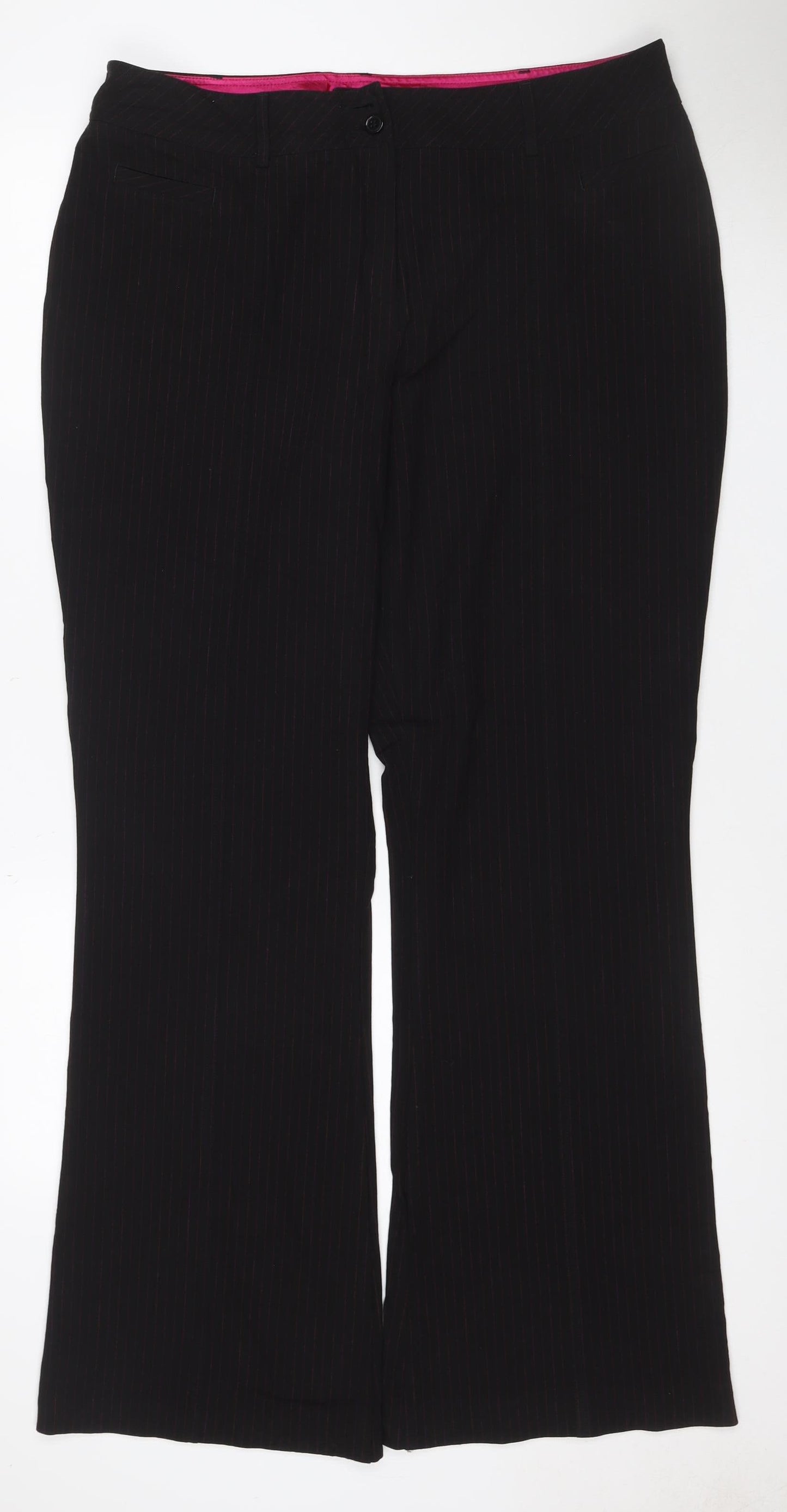 Marks & Spencer Women Black UK 18 Long Pinstripe Dress Trousers