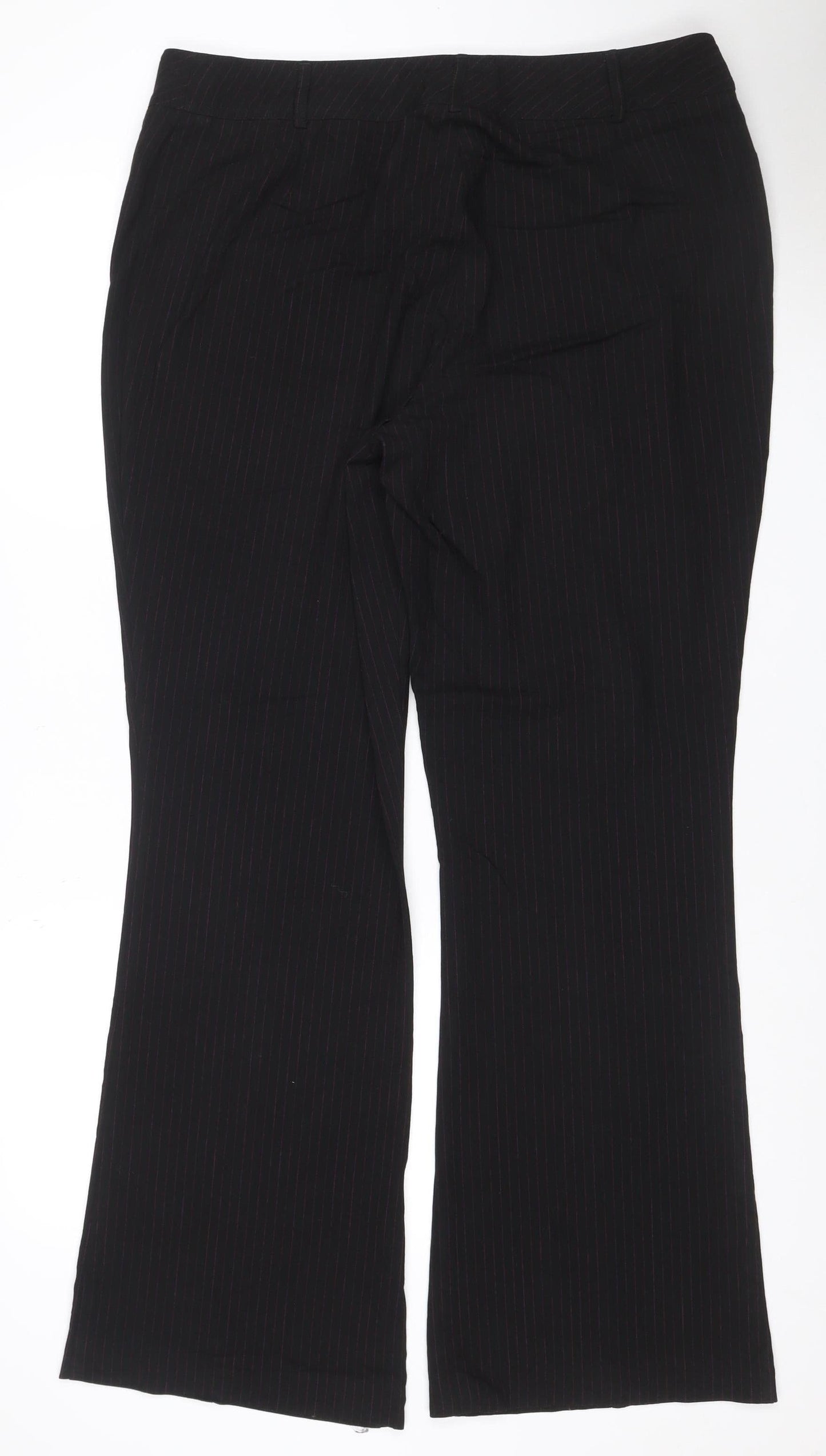 Marks & Spencer Women Black UK 18 Long Pinstripe Dress Trousers