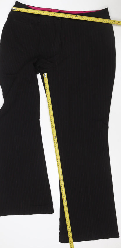 Marks & Spencer Women Black UK 18 Long Pinstripe Dress Trousers