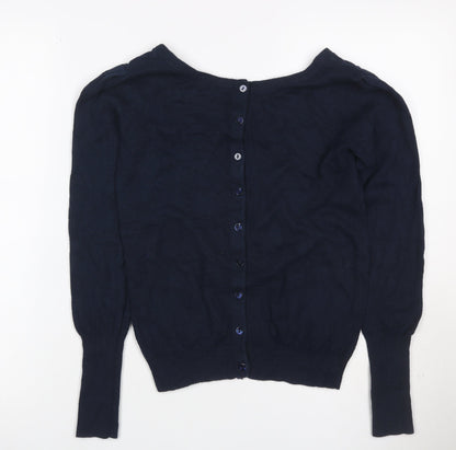 Crew Clothing Co. Women’s Navy Size 8 Button Cardigan Balloon Sleeve