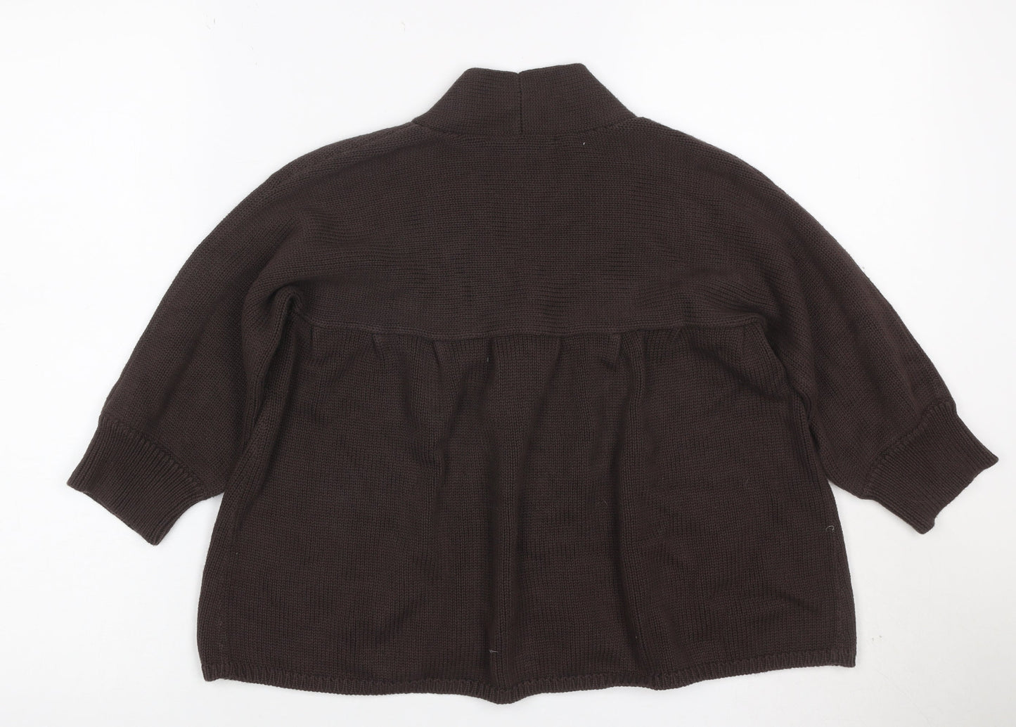 Kenneth Cole Women Brown XS Cotton Shawl Collar 3/4 Sleeve Cardigan